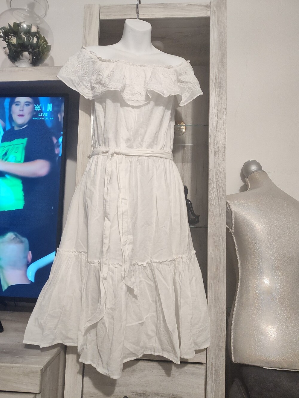 Ralph Lauren White Off-Shoulder Ruffle Tiered Maxi Dress New No Tags